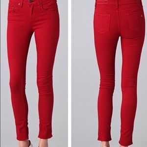 Rag & Bone Red High Waisted Stretchy Skinny Jeans